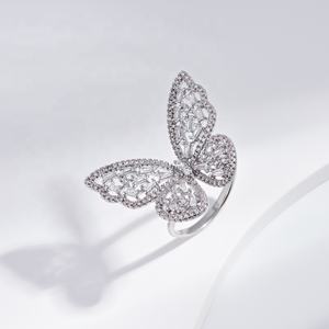 แหวนเงินแท้ 925 ประดับเพทายสีฟ้า ดีไซน์สวยงามหรูหรา เหมาะสำหรับงานแต่งงาน รูปทรงผีเสื้อ ราคาโรงงาน - Product Image 5