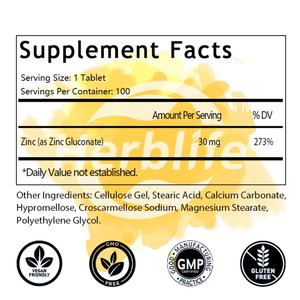OEM/ODM Vente chaude de zinc 30 mg, complément alimentaire pour la santé immunitaire et le soutien antioxydant, 100 comprimés, 100 jours d'approvisionnement - Product Image 2