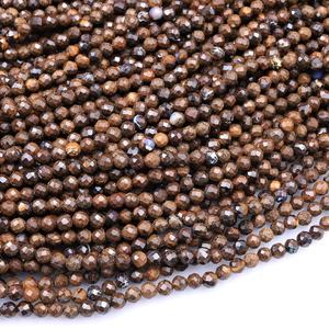 Collar Unisex Casual con Cuentas Redondas Facetadas de Ópalo Boulder Australiano Natural de 3mm y 4mm, Hilo de 15.5 Pulgadas - Product Image 3