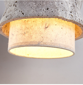 Lampe suspendue en travertin Wabi Sabi, îlot de cuisine, salle à manger, Japandi, pierre naturelle, papier de riz, LED, CE, RoHS, luminaire suspendu <span class=keywords><strong>Felix</strong></span> - Product Image 3