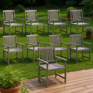 Set di 8 Sedie da Giardino in Legno Massello di Acacia Grigio Medio, Mobili da Esterno Durevoli dal Design Tradizionale con Gambe Affusolate - Product Image 2