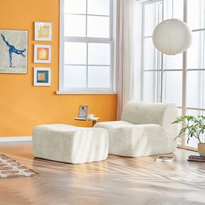Fauteuil inclinable et ottoman de style moderne et mi-siècle, design compact, revêtement écologique, idéal pour les petits espaces et les villas - Product Image 3