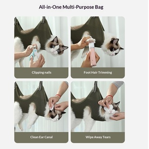 Hamac de toilettage pour animaux de compagnie, sac de contention pour chats et chiens. Support de suspension en maille robuste pour des bains, des coupes d'ongles et des nettoyages d'<span class=keywords><strong>oreilles</strong></span> sans stress - Product Image 4