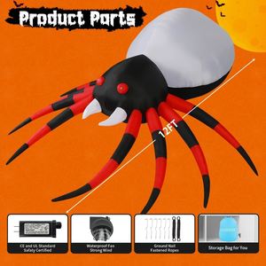 Araña Inflable Personalizada de Halloween de 12 Pies de Ancho, Decoración para Jardín Exterior, Luces Mágicas, Inflables para Patio, Decoraciones para Fiestas - Product Image 3