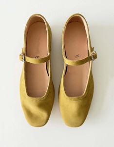 Diseño Original Elegante y <span class=keywords><strong>de</strong></span> moda Primavera y verano Cuero esmerilado Amarillo mostaza Zapatos <span class=keywords><strong>de</strong></span> <span class=keywords><strong>ballet</strong></span> Mary Jane hechos a mano - Product Image 2