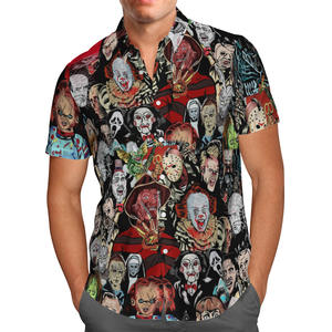 Halloween film d'horreur chemise hommes hawaïen imprimé fleuri à manches courtes été plage haut Jason Freddy Michael Myers vêtements décontractés - Product Image 2