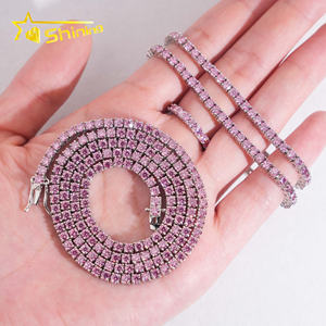 תכשיטים חדשים 3 מ "מ 4 מ" מ היפ הופ אופנה תכשיטים שרשרות טניס <span class=keywords><strong>925</strong></span> כסף סטרלינג שרשרת טניס - Product Image 1