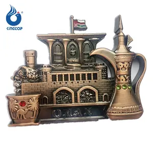 مغناطيس ثلاجة عماني من سبائك الزنك المعدنية بتصميم مخصص، مغناطيس ثلاجة ثلاثي الأبعاد للمجوهرات السياحية المبتكرة