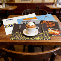 Sous-plats en papier jetables imprimés sur mesure, écologiques, antidérapants, pour restaurant, avec plateau en papier et menu