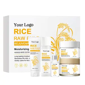 Private label Skin Care Products Organic Natural Cream Extract Hydration Face Care Rice Serum Toner Rice Skin Care Set