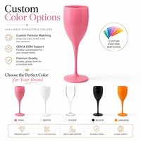 Verres à vin en plastique incassable de 180 ml (6 oz) avec logo personnalisé, flûtes à champagne colorées réutilisables, gobelets pour fête, mariage, bar