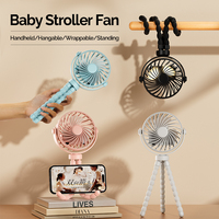 Ventilateur portable USB rechargeable flexible à clipser sur trépied, mini ventilateur pieuvre pour poussette de bébé, vente en gros