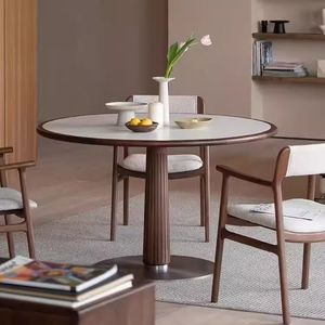 <b>Solid</b> <b>Wood</b> <b>Round</b> <b>Dining</b> <b>Table</b> Black Walnut Stable Structure Home <b>Dining</b> Use - Product Image 1