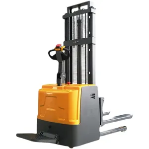 shanghai hugo 1.5 ton 1.6 m-3 m self loading standing on full electric pallet stacker with CE certification