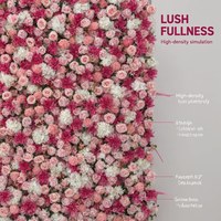 Mur floral artificiel semi-fait main BBGS Rose-pink Rose Hydrangea en soie pour toile de fond de mariage