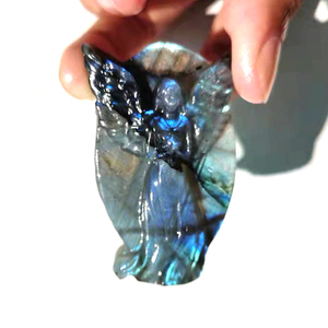 Venta al por mayor piedra curativa tallada artesanías de cristal luz azul labradorita Ángel estatuilla tallas Ángel de cristal - Product Image 6