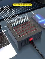 Station de charge USB 50 ports, chargeur rapide, reconnaissance de charge intelligente, 250W 5V50A, station de charge multi-ports