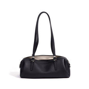 2026 Early Spring Genuine Leather Women's Boston Retro High-end <b>Bowling</b> Commuter Shoulder Bag Polyester Lining Zipper Big Size - Product Image 5