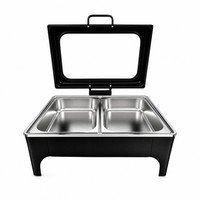 Ensemble de plats chauffants électriques Liyunda pour buffet de restaurant, 9L, en acier inoxydable noir