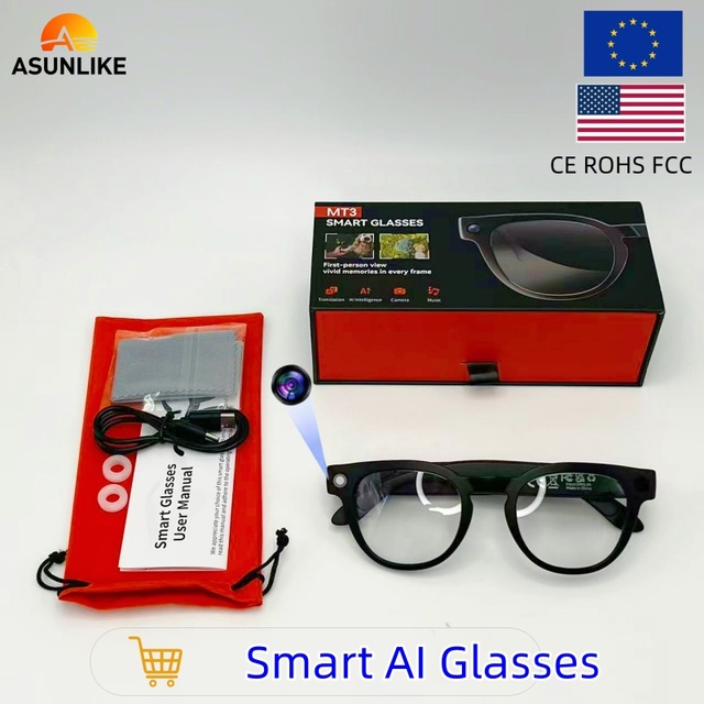 2026 Fashion AI Smart Glasses MT3 Real Time Translation TR90 Material ultra Light Intelligent Glasses