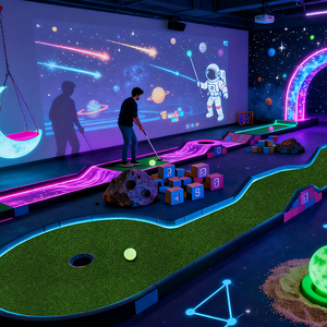 Conception et planification de parcours de mini-golf lumineux noir, installation de golf néon interactif personnalisée pour les lieux de divertissement en intérieur - Product Image 2