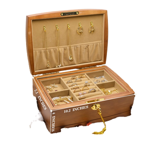 Boîte à bijoux en bois de <span class=keywords><strong>noyer</strong></span>/cerisier <span class=keywords><strong>massif</strong></span> écologique de qualité supérieure, décoration d'intérieur, gravure au laser du logo, boîte personnalisée avec serrure et clé - Product Image 1
