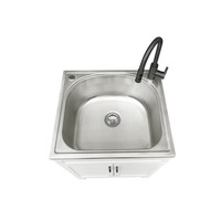 Meuble-lavabo moderne tout-en-un en acier inoxydable pour buanderie et salle de bain, design durable facile à nettoyer, sur pied, respectueux de l'environnement