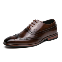 Nouvelles Chaussures Habillées Classiques pour Hommes en Cuir Véritable Souple, Modèle Brogues Oxford à Bout Pointu, Fermeture Facile à Enfiler, Grandes Tailles, Confortables et Formelles