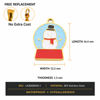 Pendentif de Noël en acier inoxydable plaqué or 18 carats avec motifs de Père Noël, bonhomme de neige et rennes pour la création de bijoux DIY