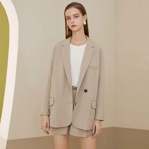 Chaqueta holgada de sarga de gran tamaño <span class=keywords><strong>para</strong></span> <span class=keywords><strong>mujer</strong></span>, traje de tejido elástico clásico de cuatro lados, Formal, Color sólido, <span class=keywords><strong>2021</strong></span> - Product Image 1