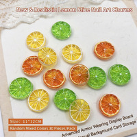 30pcs Resin Lemon Tiga Dimensi Realistis untuk Hiasan Kuku, Berbagai Warna, Patch Dekorasi Nail Art DIY, Mini Buah Jeruk