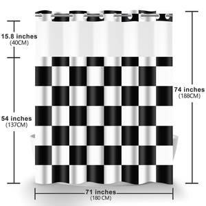 <span class=keywords><strong>Rideau</strong></span> <span class=keywords><strong>de</strong></span> <span class=keywords><strong>douche</strong></span> double grand format 71x75 pouces, personnalisable, 100% polyester, impression numérique à carreaux, imperméable, écologique, léger - Product Image 6