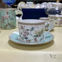 Ensemble de tasses à café en porcelaine espresso latte motif floral rose romantique esthétique motif doré