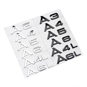 Lettres et chiffres 3D chromés noirs brillants pour A3 A7 A8 Q7 A5 A6 A4 Q2 Q3 Q5 – Emblème, plaque signalétique, badge, autocollant pour coffre de voiture - Product Image 1