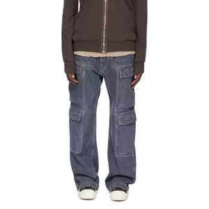 Pantalones Vaqueros Grises al por Mayor para Hombre, Estilo Desgastado, Corte Recto, Holgados, de Algodón de Alta Calidad, Pantalones de Mezclilla Vintage para Hombre - Product Image 4