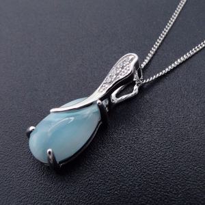 Pendentif en argent sterling 925 avec pierre naturelle bleue en forme de larme Larimar - Product Image 5