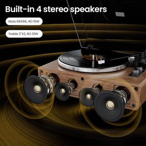 Tourne-disque vinyle tout-en-un avec 4 haut-parleurs intégrés, prend en charge 33/45 tours, sortie RCA AT-3600L - Product Image 4