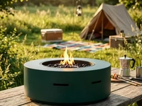 Estufa/Mesa de exterior de acero al carbono de alta gama, personalizada, para jardín, con quemador de leña/gas/álcohol/atomización, independiente, con vidrio.