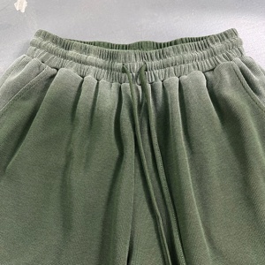 Pantalones Cortos con Textura de Waffle, Teñidos con Tinte para Prendas, Estampado Desgastado con Spray, Panel con Dobladillo sin Rematar, Transpirables, de Secado Rápido, Casuales de Verano, Cintura Elástica - Product Image 3