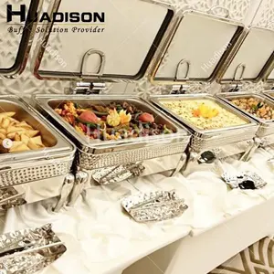 Huadison Catering-Lieferungen elegante silberne hydraulische Reifgeschirr Edelstahl Hotel Reifgeschirr