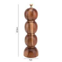 Moulin à sel et à poivre rotatif réglable en bois d'acacia durable et écologique, en forme de gourde, 6/8/10 pouces, pour la cuisine - Vente en gros personnalisée