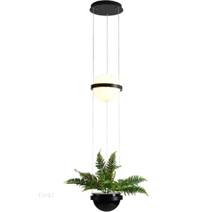 Luminaire suspendu moderne en verre blanc laiteux, pot de plantes, lampe suspendue, salle à manger, hall d'entrée, bar, décoration de hall, luminaire - Product Image 6