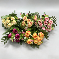 Bouquet de roses artificielles HY22203, 14 têtes, fleurs en soie multicolores pour la décoration de mariage, de maison et de fête