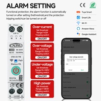 63A Tuya WiFi Smart MCB Circuit Breaker Perlindungan Arus dan Tegangan Pengukuran Energi Real-Time & Kontrol Jarak Jauh 230V 110V