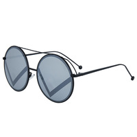 Lunettes de soleil rondes surdimensionnées sexy pour femmes 2026, double pont, monture noire et rouge, en métal, pour hommes, grandes lunettes circulaires, verres de luxe