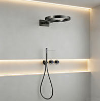 2025 luxueux jet supérieur rond Double fonction cascade pluie douche mitigeur ensemble mural pommeau de douche à main pluie ensemble de douche