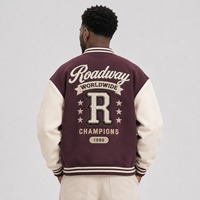 Blouson universitaire vintage personnalisé pour homme, bordeaux, avec patchs en chenille et broderies multiples, respirant, fabricant de vêtements