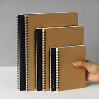 Cuaderno de Espiral con Cubierta de Cuero Vacuno Negro Simple, Bloc de Notas B5 A5, Cuaderno de Dibujo, Personalizable con Logotipo