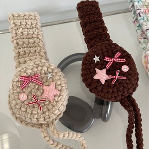 Orejeras de punto estilo forestal con decoración de estrella y lazo para mujer, orejeras cálidas de algodón para otoño e invierno, colores variados - Product Image 3