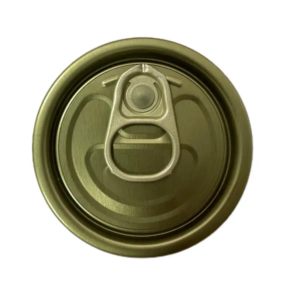 202 52mm TFS Tinplate easy open end lid gold tab ring tin can cover for sealing canned tuna Wholesale